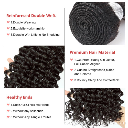 Raw Virgin Malaysian Hair Extension,100 Human Malaysian Cuticle Aligned Virgin Hair Dubai,Mink Deep Wave Malaysian Hair Bundle